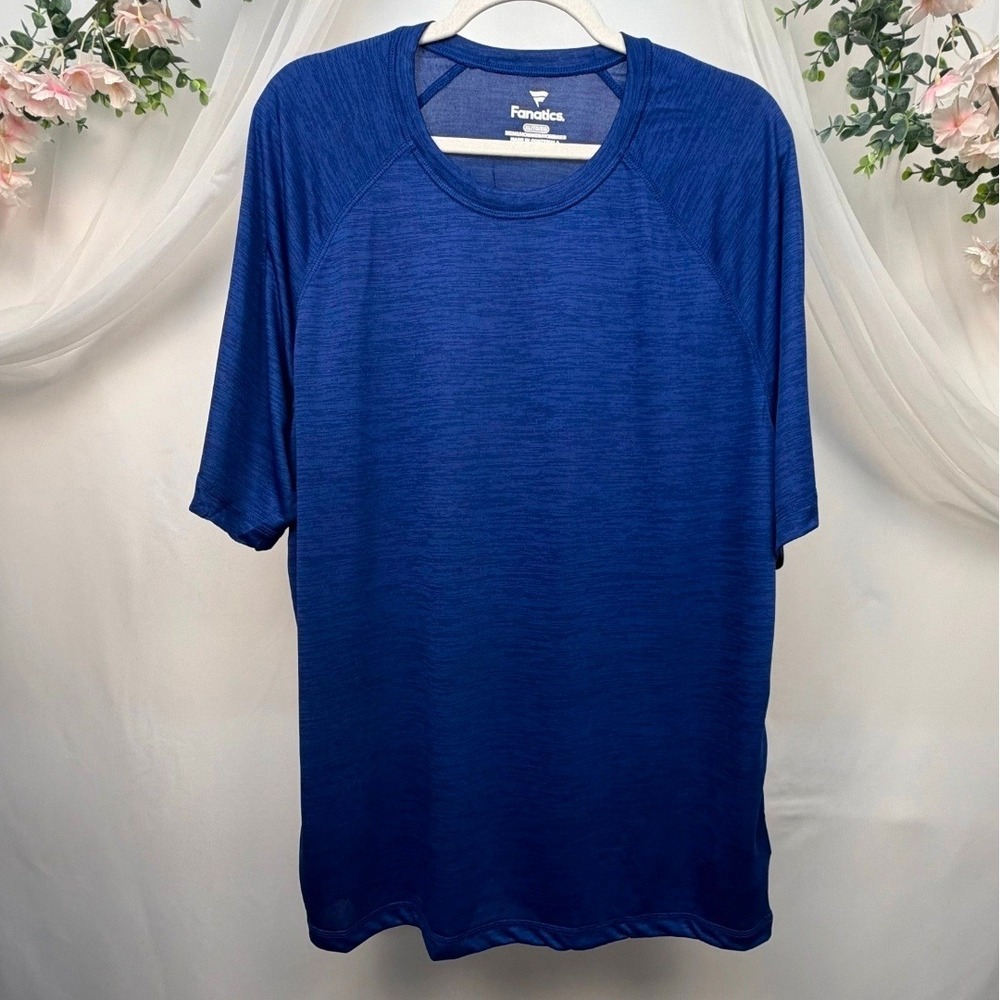 Fanatics Mens Blue Heather Short Sleeve Active Performance T-Shirt XL